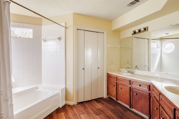 Bathroom, Dual Sink Vanities, Interior, Wood Texture Flooring