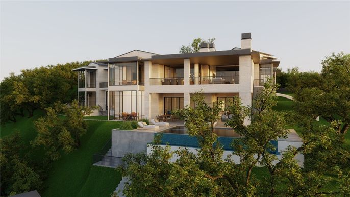 Backyard, Exterior, Facade, Pool, Modern
