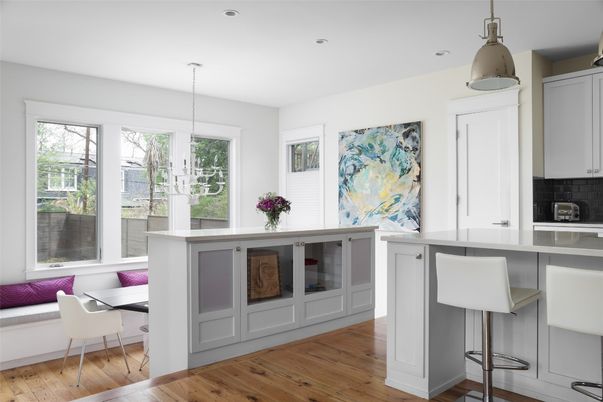 Interior, Kitchen, Pendant Lights, Recessed Lighting, Wood Texture Flooring