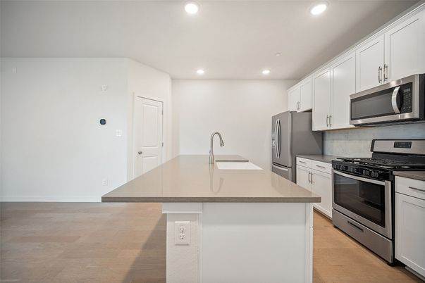 Interior, Kitchen, Recessed Lighting, Wood Texture Flooring