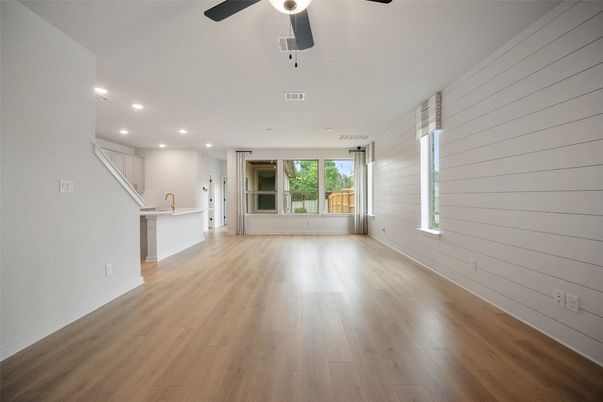 Empty room, Interior, Recessed Lighting, Wood Texture Flooring