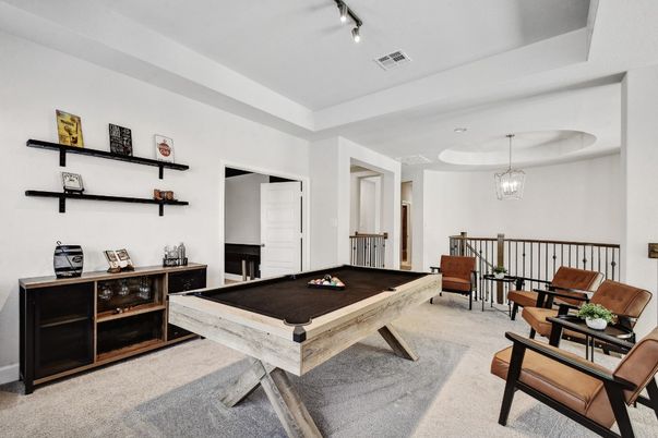 Billiard Table, Chandelier, Game Room, Interior, Pendant Lights
