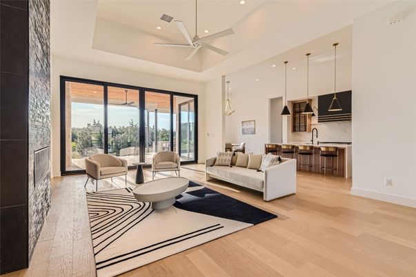 Interior, Kitchen, Living room, Pendant Lights, Recessed Lighting, Wood Texture Flooring