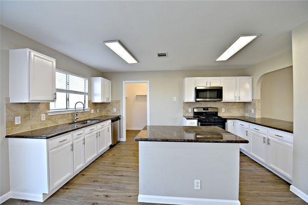 Interior, Kitchen, Stainless Steel Appliances, Wood Texture Flooring