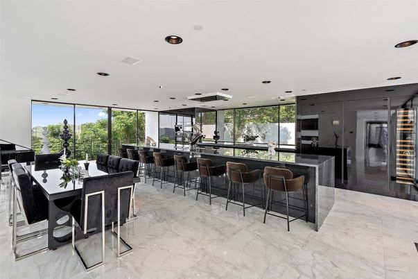 Dining room, Interior, Kitchen, Marble, Recessed Lighting