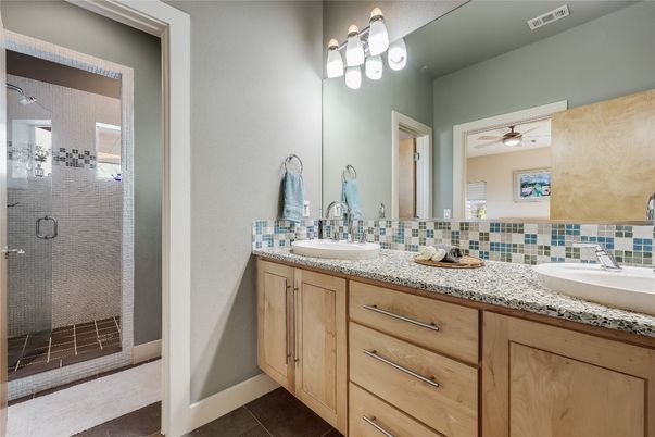 Bathroom, Dual Sink Vanities, Glass Shower, Interior