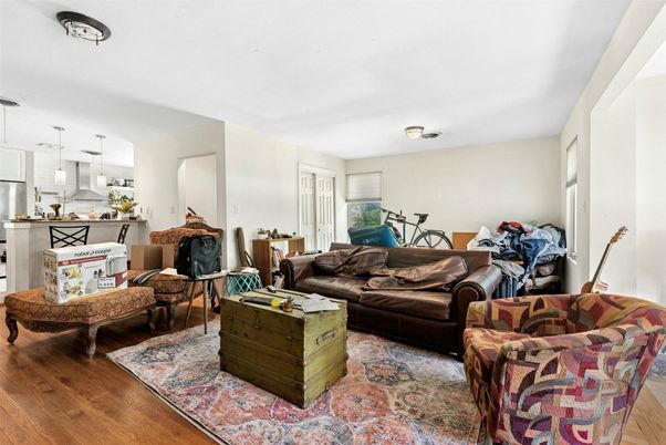 Interior, Kitchen, Living room, Pendant Lights, Wood Texture Flooring
