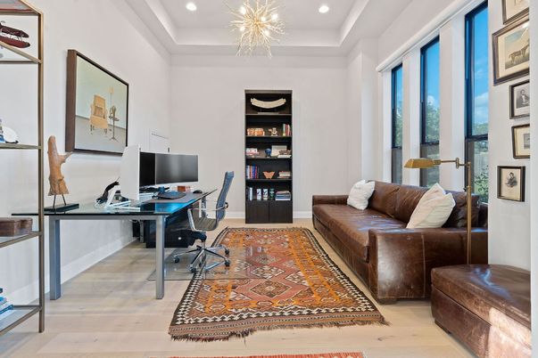 Home Office, Interior, Recessed Lighting, Wood Texture Flooring
