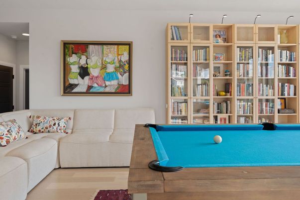 Billiard Table, Game Room, Interior, Living room, Wood Texture Flooring