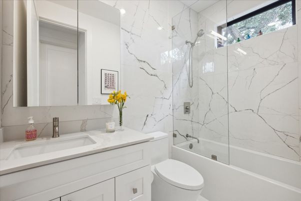 Bathroom, Glass Shower, Interior, Marble Walls