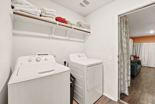 Interior, Recessed Lighting, Utility Closets, Washer, Wood Texture Flooring
