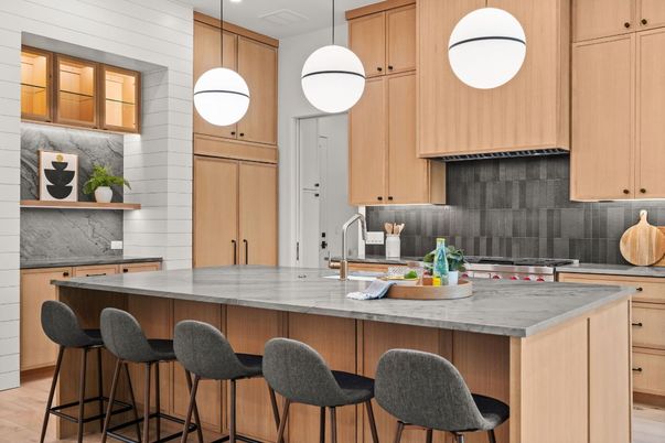Interior, Kitchen, Pendant Lights, Recessed Lighting, Wood Texture Flooring