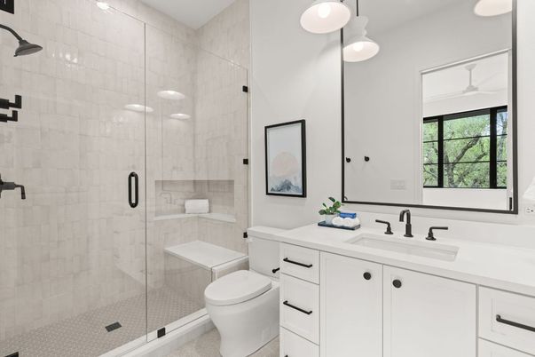Bathroom, Glass Shower, Interior, Recessed Lighting