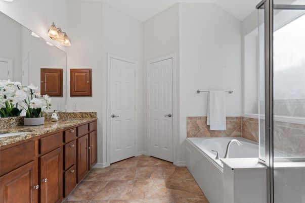 Bathroom, Dual Sink Vanities, Glass Shower, Interior