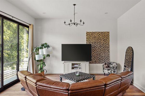 Chandelier, Interior, Living room, Wood Texture Flooring