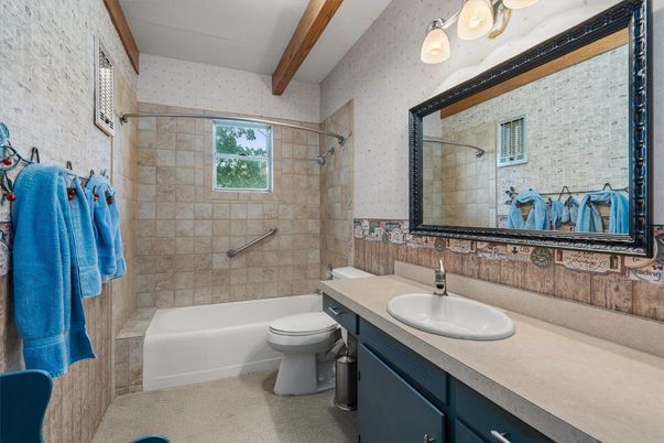 Bathroom, Interior, Wooden Beams