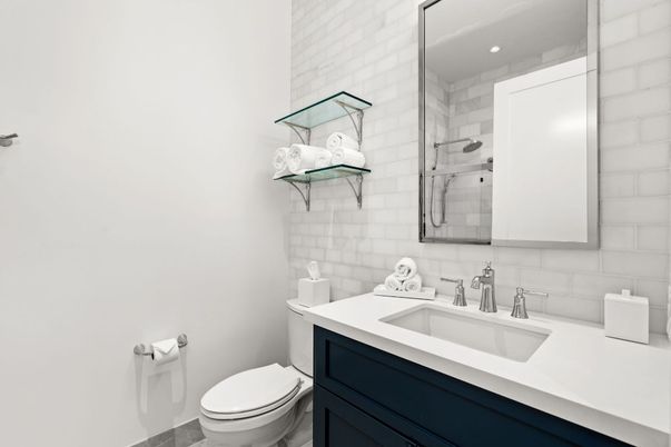 Bathroom, Glass Shower, Interior, Recessed Lighting