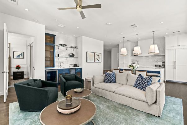 Interior, Kitchen, Living room, Pendant Lights, Recessed Lighting, Wood Texture Flooring