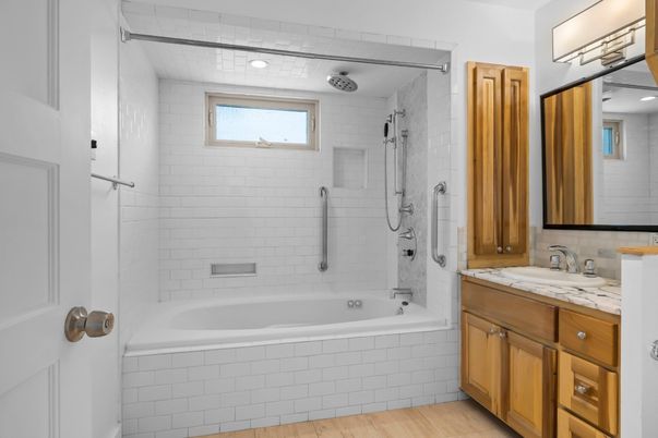Bathroom, Dual Sink Vanities, Interior, Wood Texture Flooring