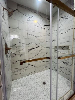 Bathroom, Glass Shower, Interior, Marble Walls