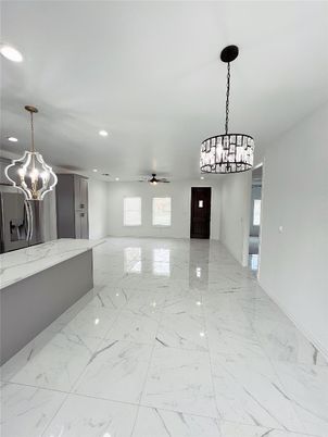 Chandelier, Empty room, Interior, Marble, Pendant Lights, Recessed Lighting