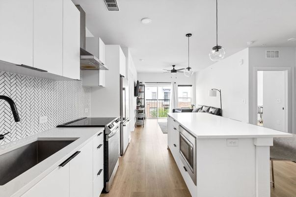 Interior, Kitchen, Pendant Lights, Recessed Lighting, Wood Texture Flooring