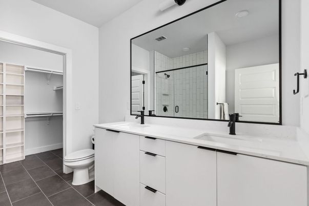 Bathroom, Dual Sink Vanities, Glass Shower, Interior