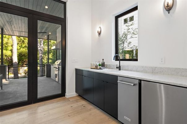 Interior, Kitchen, Stainless Steel Appliances, Wood Texture Flooring