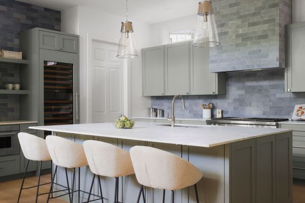 Interior, Kitchen, Pendant Lights, Stainless Steel Appliances, Stone Walls, Wood Texture Flooring