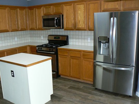 Interior, Kitchen, Stainless Steel Appliances, Wood Texture Flooring