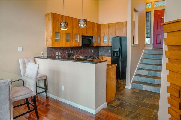Interior, Kitchen, Pendant Lights, Wood Texture Flooring