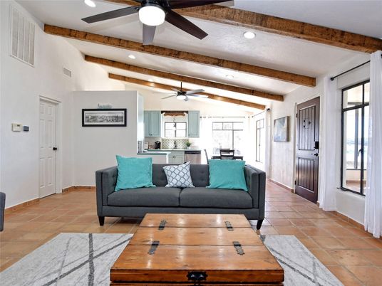 Interior, Kitchen, Living room, Recessed Lighting, Wooden Beams