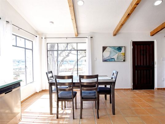Dining room, Interior, Recessed Lighting, Wooden Beams
