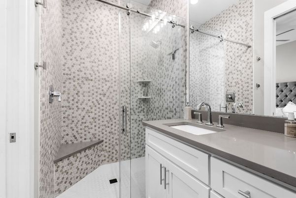Bathroom, Glass Shower, Interior, Recessed Lighting