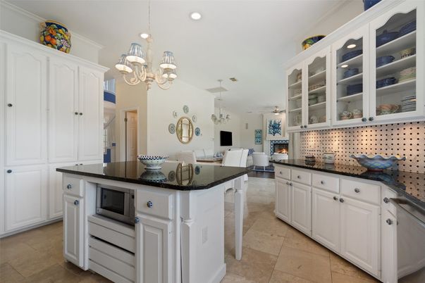 Chandelier, Dining room, Fireplace, Interior, Kitchen, Recessed Lighting