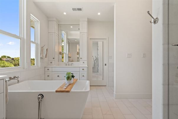 Bathroom, Dual Sink Vanities, Free Standing Baths, Interior, Recessed Lighting