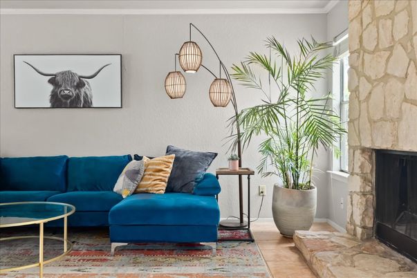 Fireplace, Interior, Living room, Pendant Lights