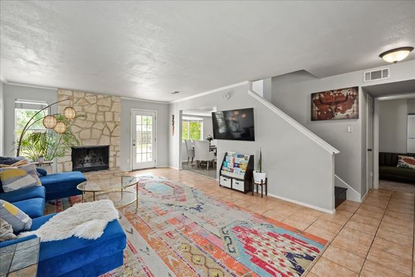 Fireplace, Interior, Living room, Stone Walls