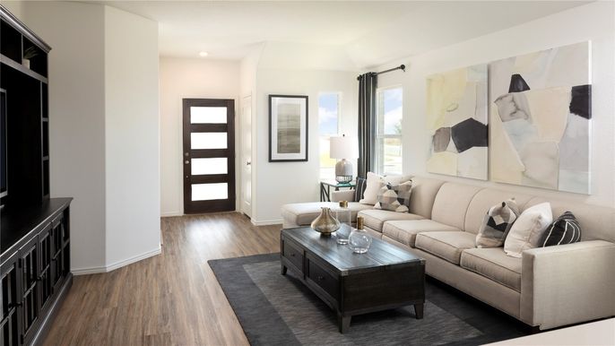Interior, Living room, Recessed Lighting, Wood Texture Flooring