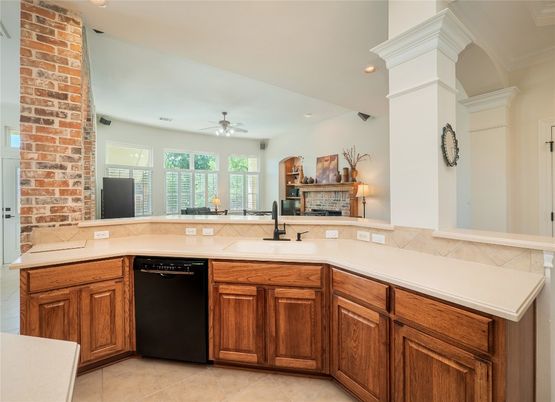 Interior, Kitchen, Recessed Lighting, Stone Walls