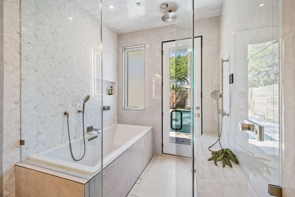 Bathroom, Glass Shower, Interior, Recessed Lighting