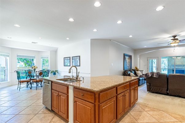 Dining room, Interior, Kitchen, Living room, Recessed Lighting