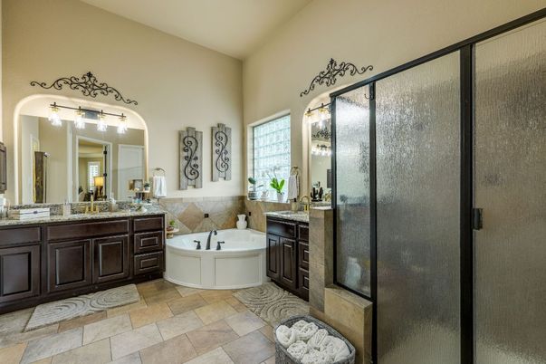 Bathroom, Dual Sink Vanities, Glass Shower, Interior