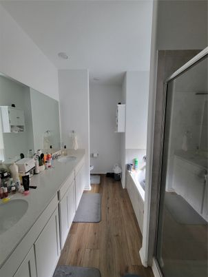 Bathroom, Dual Sink Vanities, Interior, Wood Texture Flooring