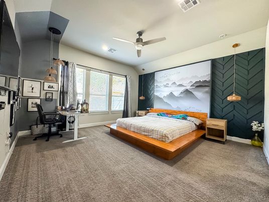Bedroom, Home Office, Interior, Pendant Lights, Recessed Lighting