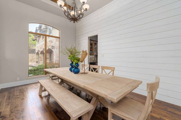 Chandelier, Dining room, Interior, Wood Texture Flooring