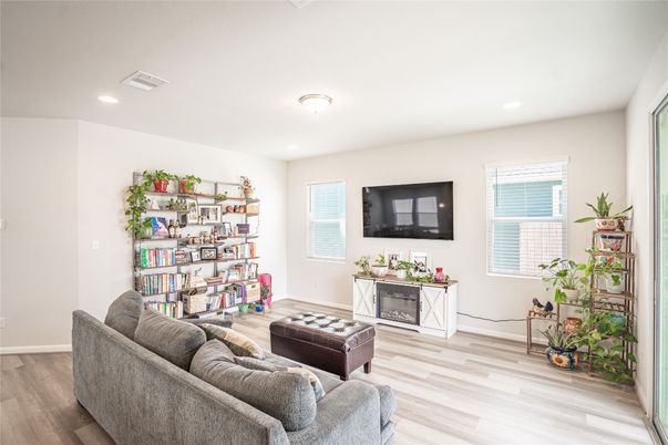Interior, Living room, Recessed Lighting, Wood Texture Flooring