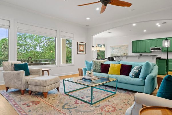 Interior, Kitchen, Living room, Pendant Lights, Recessed Lighting, Stainless Steel Appliances, Wood Texture Flooring