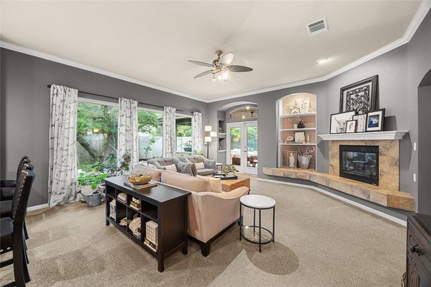 Fireplace, Interior, Living room, Recessed Lighting
