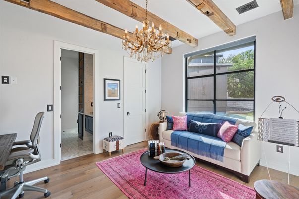 Chandelier, Interior, Living room, Wooden Beams, Wood Texture Flooring